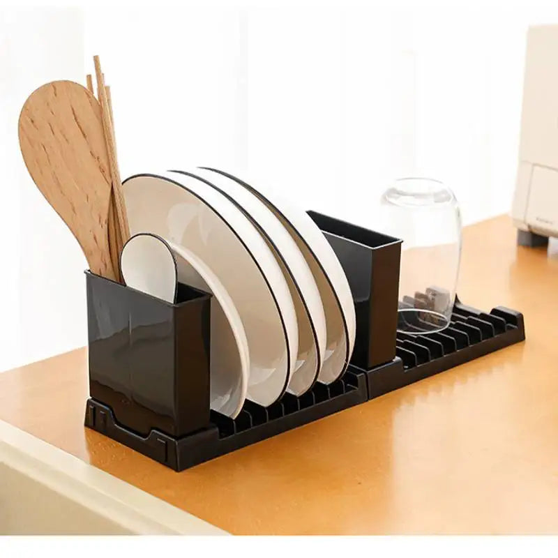 Foldable Dish Drying Rack — Compact Counter Drainer with Utensil Holder