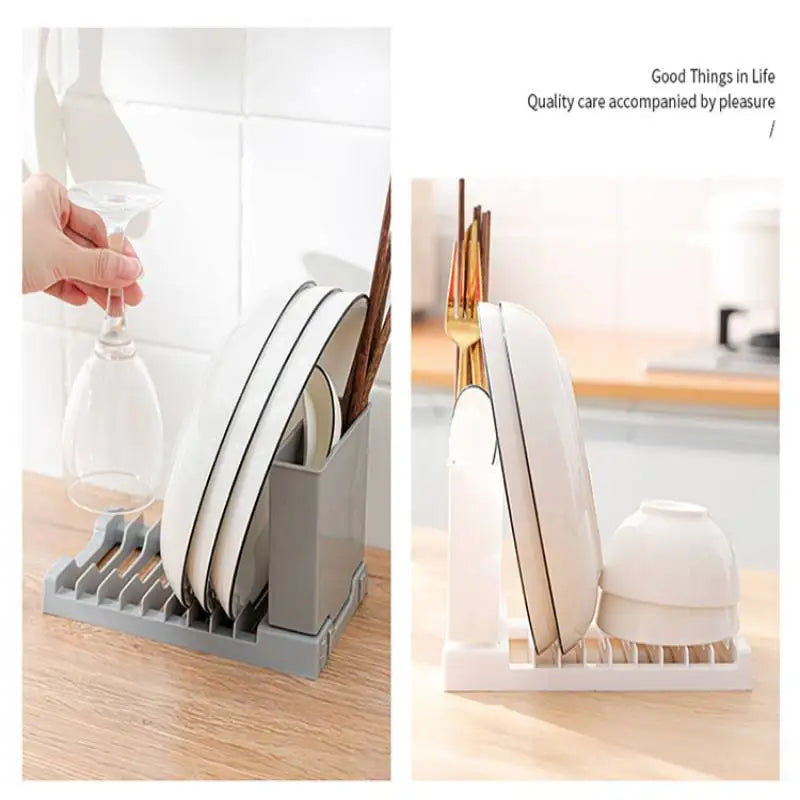 Foldable Dish Drying Rack — Compact Counter Drainer with Utensil Holder