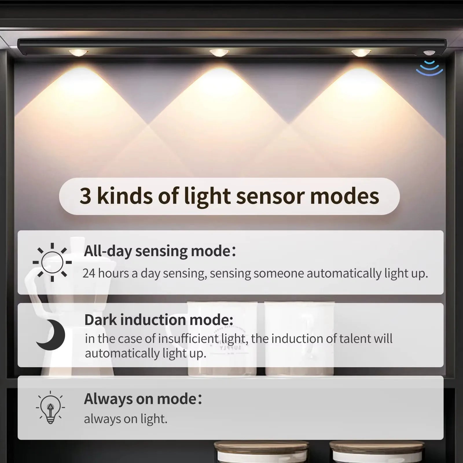 Ultra-Thin Motion Sensor Under Cabinet LED Light – Wireless & Rechargeable
