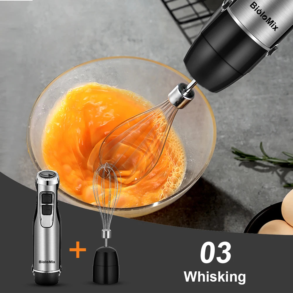BioloMix 4-in-1 Immersion Hand Blender — 1200W, 6 Speeds with Chopper & Whisk