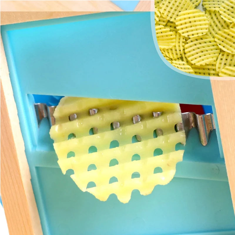 Stainless Steel Vegetable & Potato Slicer | Wavy Grater & French Fry Cutter