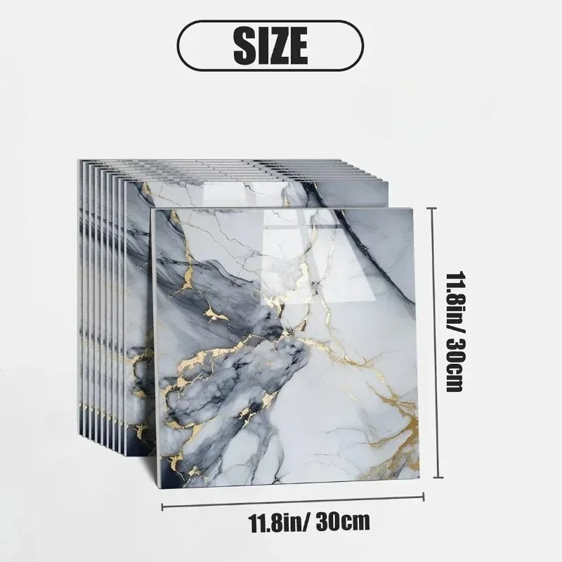 3D Marble Effect Peel & Stick Tile Stickers – Set of 10 (30×30 cm)