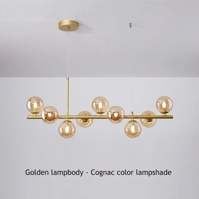 Modern Glass Ball Chandelier – Multi-Head Ceiling Light for Dining & Living Rooms