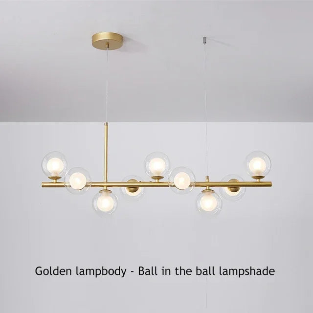 Modern Glass Ball Chandelier – Multi-Head Ceiling Light for Dining & Living Rooms