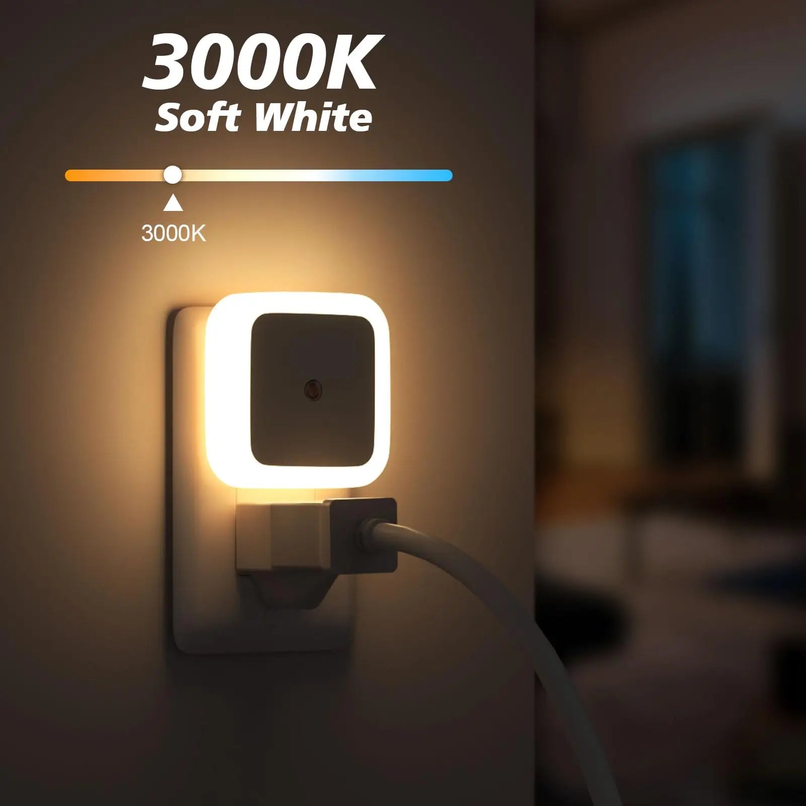 Plug-In LED Night Light – Dusk-to-Dawn Sensor Lamp for Bedroom, Hallway & Staircase