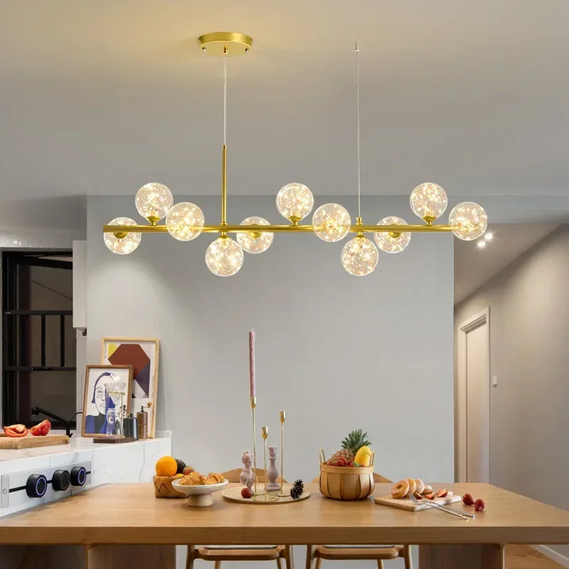 Modern Glass Ball Chandelier – Multi-Head Ceiling Light for Dining & Living Rooms