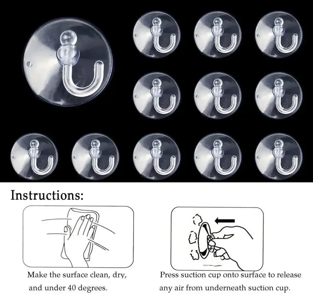 Strong Suction Cup Hooks | No-Drill Wall Hooks for Kitchen, Bath & Home (5 or 10 Pack)