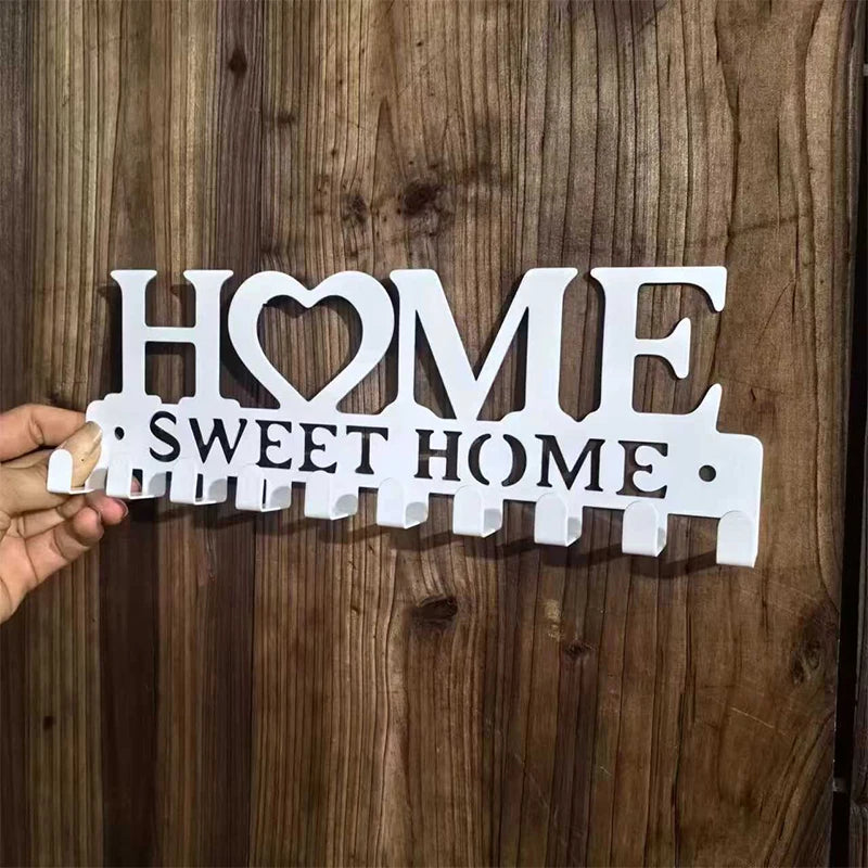 Metal Wall Key Holder & Coat Rack — Decorative Iron Hook Hanger