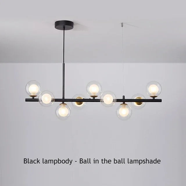 Modern Glass Ball Chandelier – Multi-Head Ceiling Light for Dining & Living Rooms