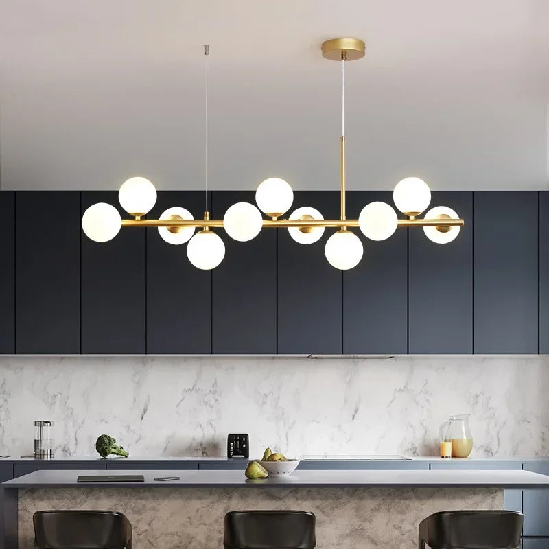 Modern Glass Ball Chandelier – Multi-Head Ceiling Light for Dining & Living Rooms