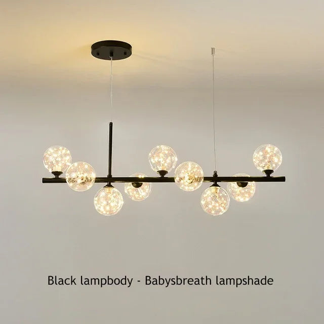 Modern Glass Ball Chandelier – Multi-Head Ceiling Light for Dining & Living Rooms