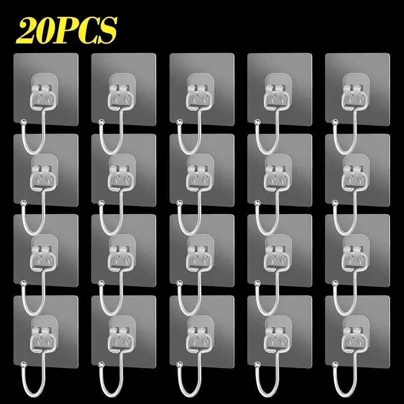Large Self-Adhesive Wall Hook | Heavy-Duty Transparent PVC & Stainless Steel