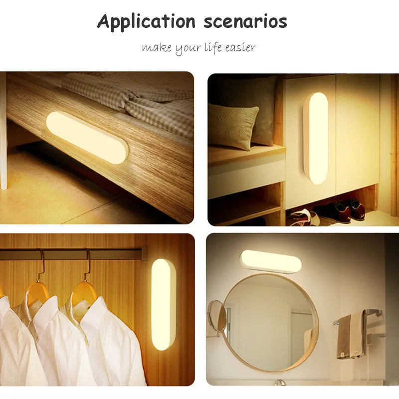 Wireless LED Motion Sensor Night Light — USB Rechargeable Magnetic Lamp