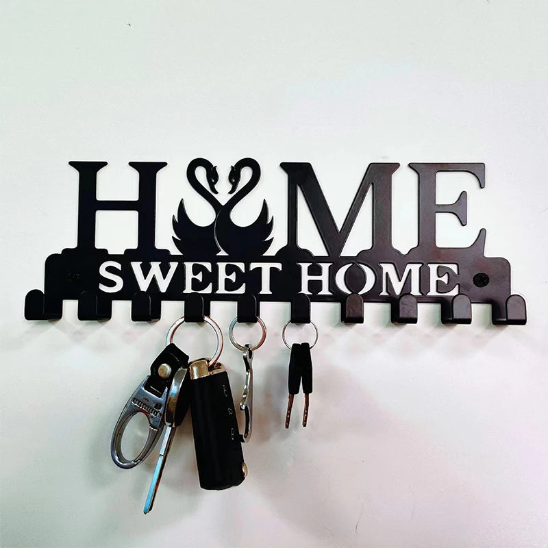 Metal Wall Key Holder & Coat Rack — Decorative Iron Hook Hanger