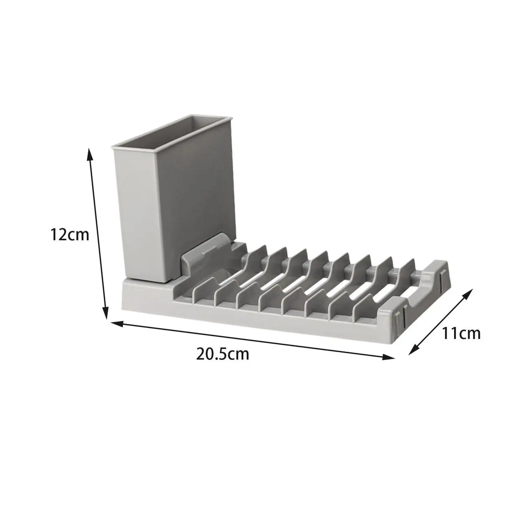 Foldable Dish Drying Rack — Compact Counter Drainer with Utensil Holder