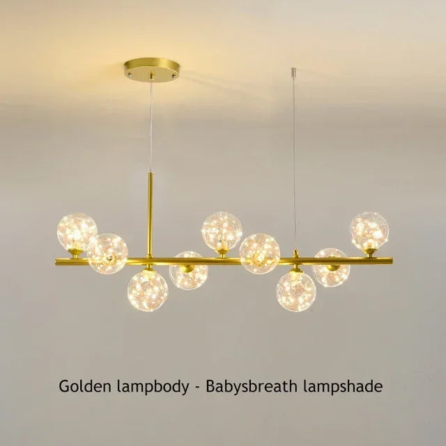 Modern Glass Ball Chandelier – Multi-Head Ceiling Light for Dining & Living Rooms