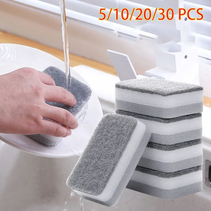 Double-Sided Sponge Scouring Pads (Set of 5, 10, 20, or 30)