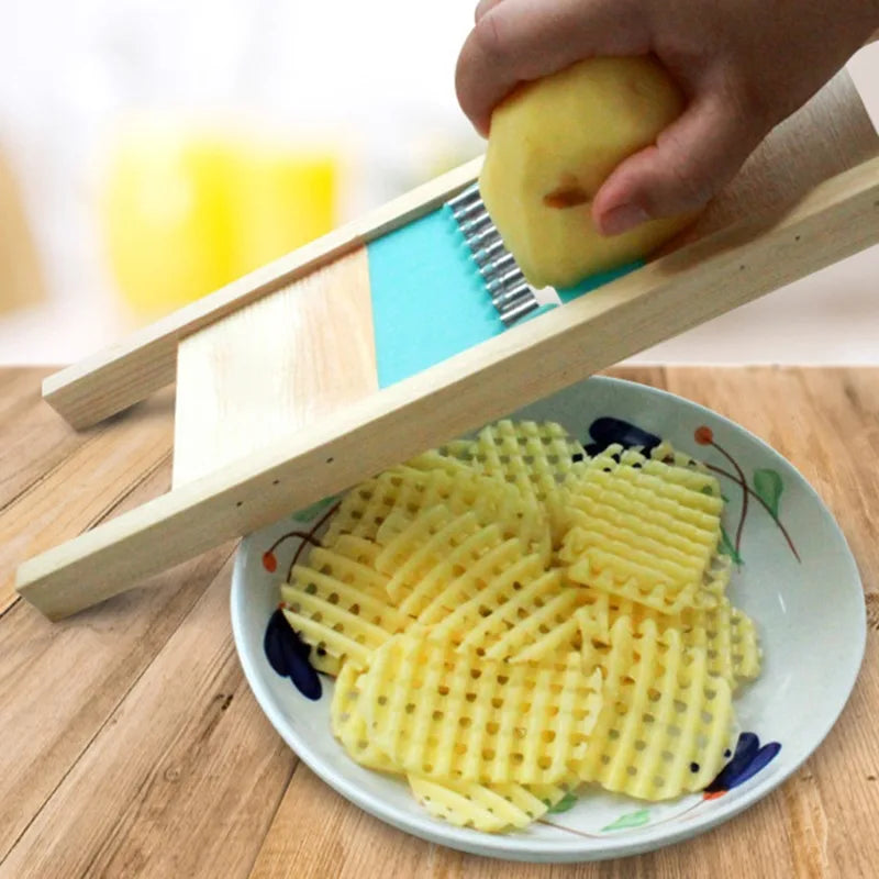 Stainless Steel Vegetable & Potato Slicer | Wavy Grater & French Fry Cutter