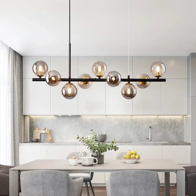 Modern Glass Ball Chandelier – Multi-Head Ceiling Light for Dining & Living Rooms