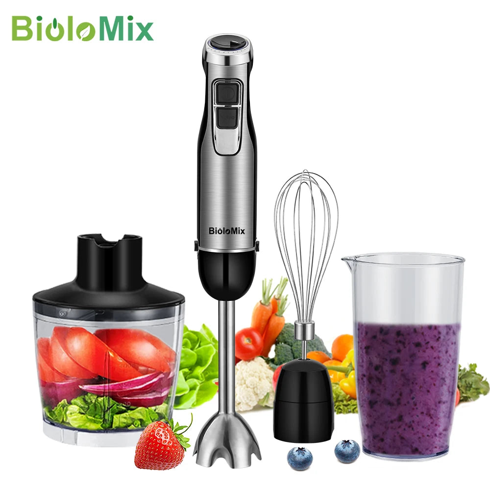 BioloMix 4-in-1 Immersion Hand Blender — 1200W, 6 Speeds with Chopper & Whisk