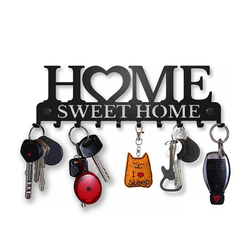 Metal Wall Key Holder & Coat Rack — Decorative Iron Hook Hanger