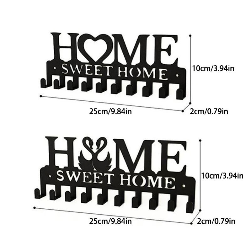 Metal Wall Key Holder & Coat Rack — Decorative Iron Hook Hanger