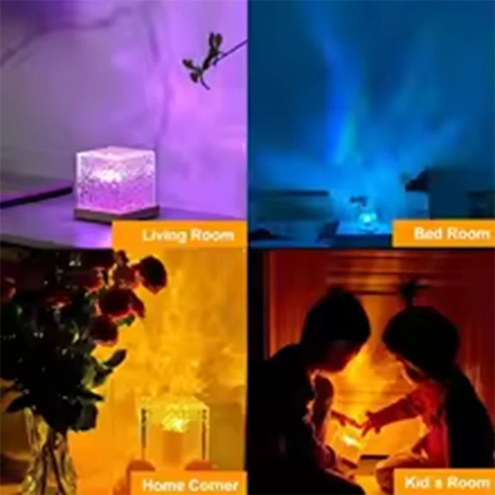 Ocean Wave Aurora Projector Night Light — 16 Colors, Remote Control & USB Rechargeable