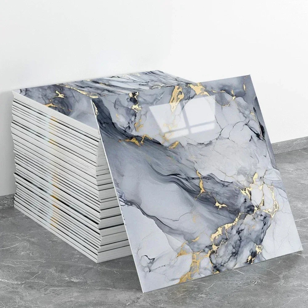 3D Marble Effect Peel & Stick Tile Stickers – Set of 10 (30×30 cm)