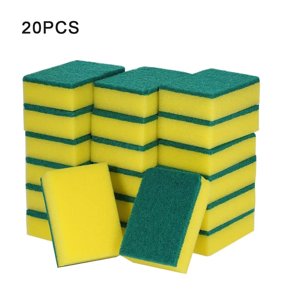 Double-Sided Scouring Sponge Pads for Dishes & Pots (Set of 10–30)