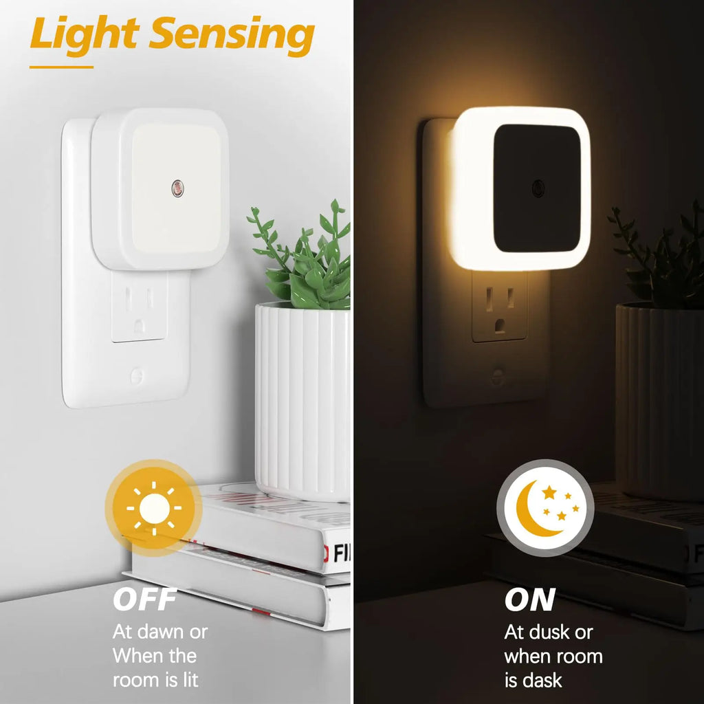 Plug-In LED Night Light – Dusk-to-Dawn Sensor Lamp for Bedroom, Hallway & Staircase