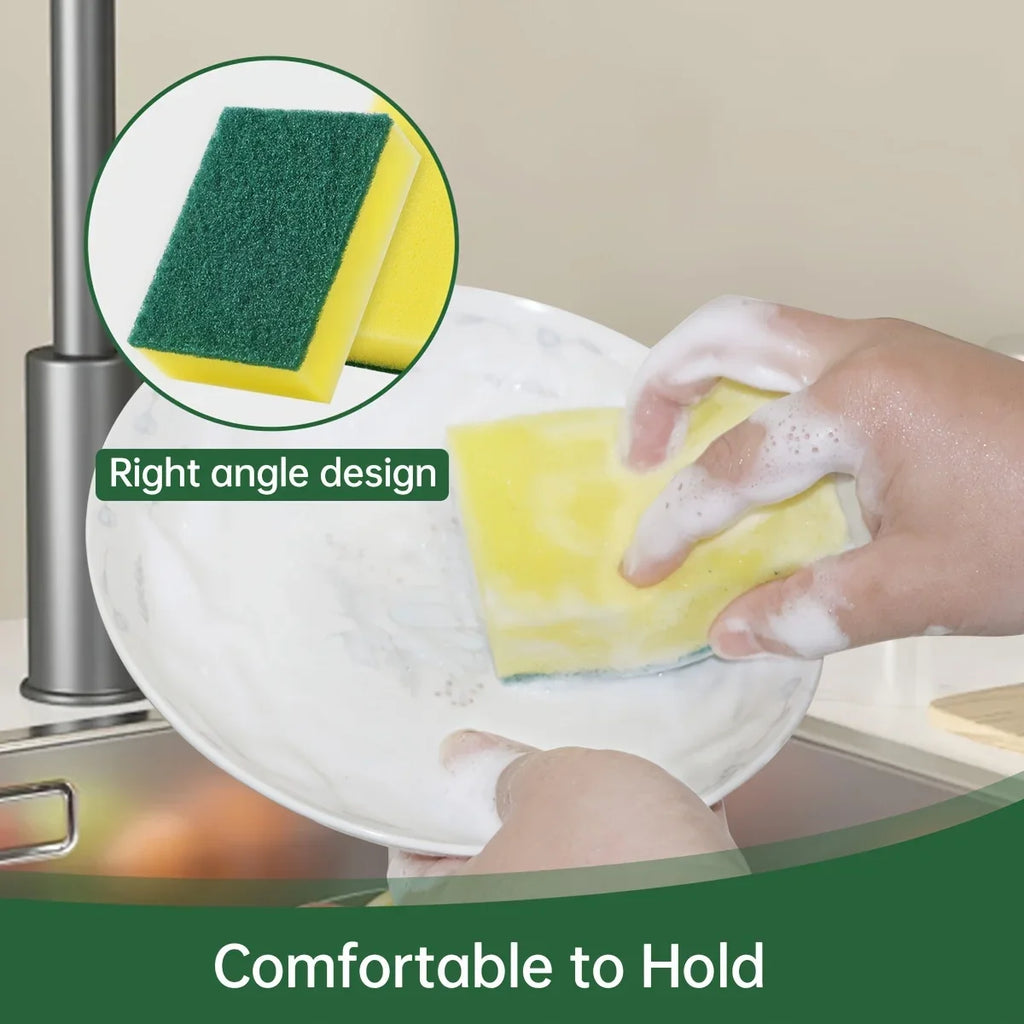 Double-Sided Scouring Sponge Pads for Dishes & Pots (Set of 10–30)