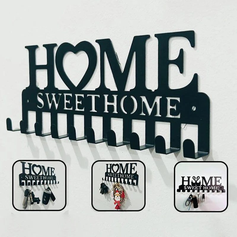 Metal Wall Key Holder & Coat Rack — Decorative Iron Hook Hanger