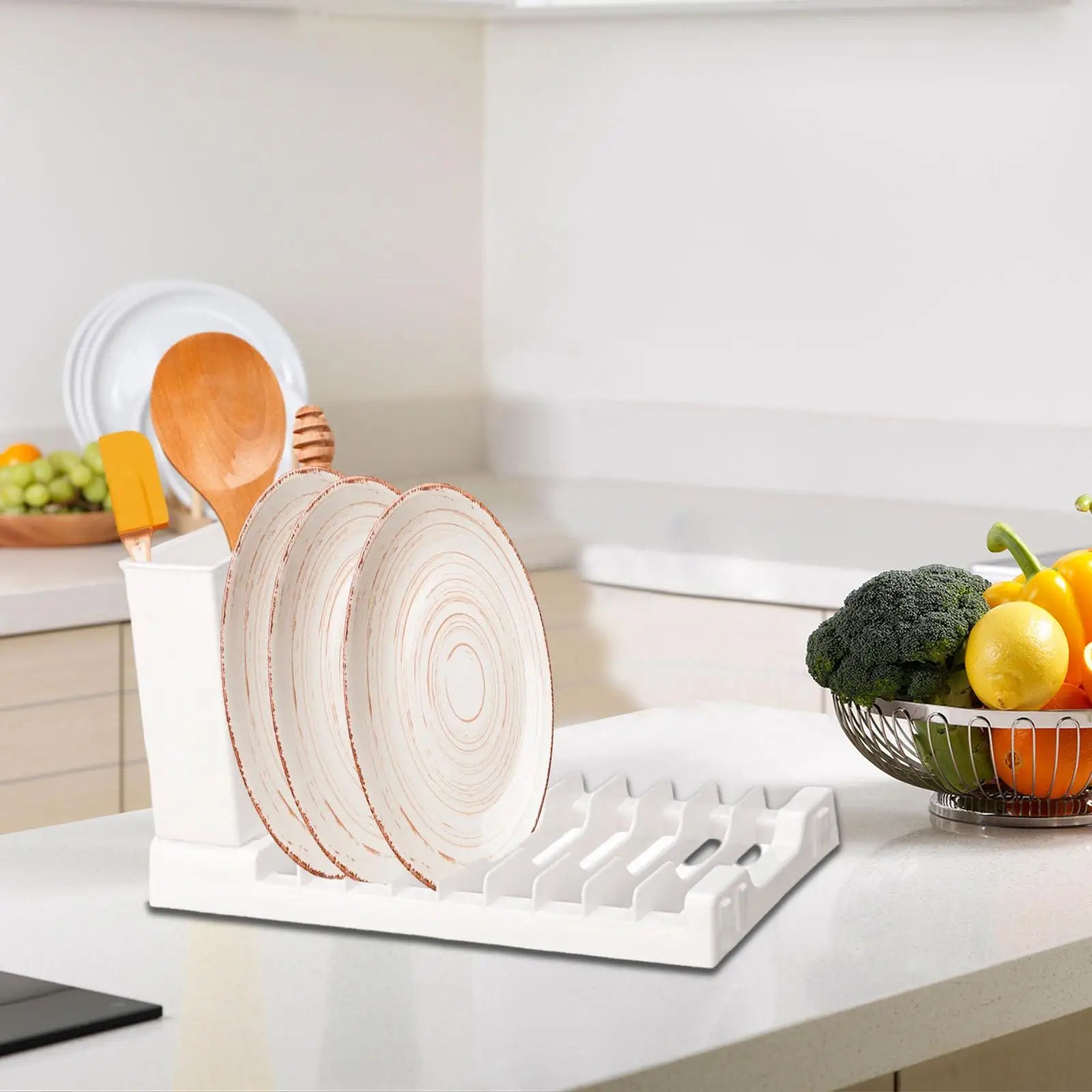 Foldable Dish Drying Rack — Compact Counter Drainer with Utensil Holder