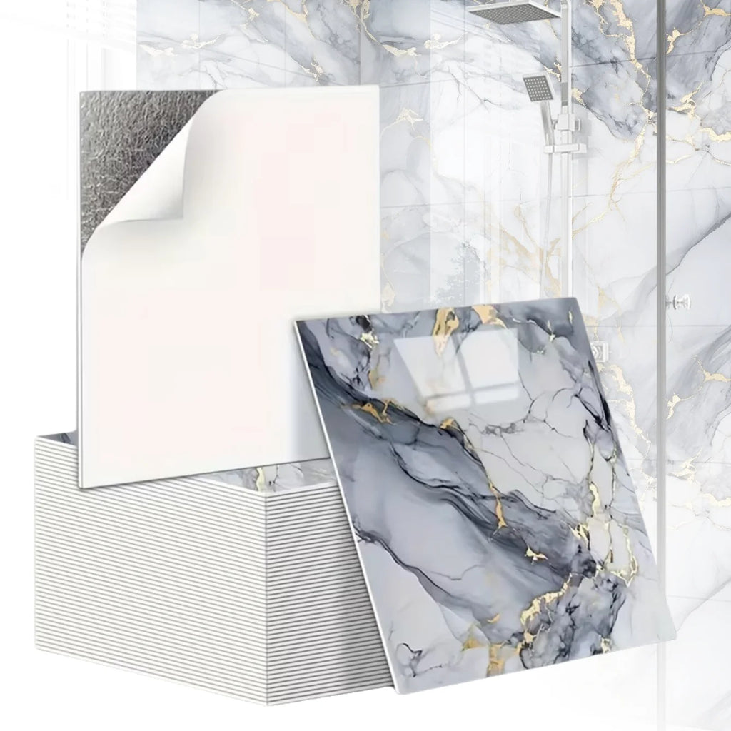 3D Marble Effect Peel & Stick Tile Stickers – Set of 10 (30×30 cm)