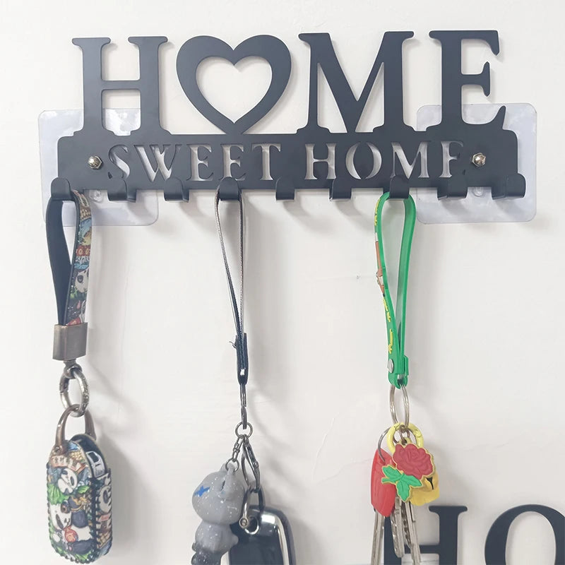 Metal Wall Key Holder & Coat Rack — Decorative Iron Hook Hanger