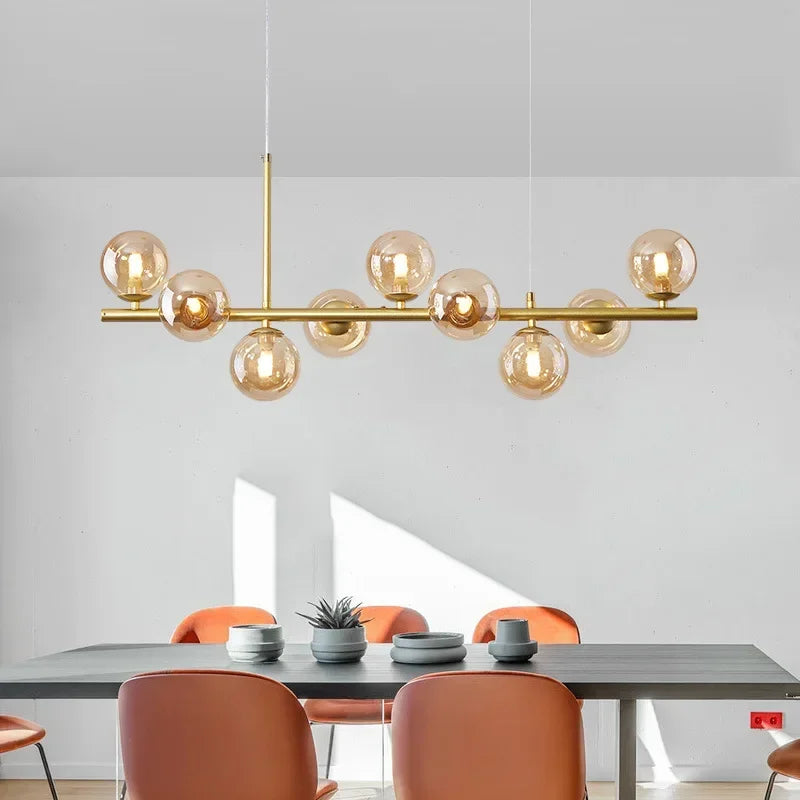 Modern Glass Ball Chandelier – Multi-Head Ceiling Light for Dining & Living Rooms