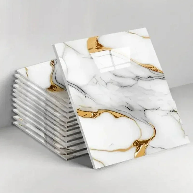 3D Marble Effect Peel & Stick Tile Stickers – Set of 10 (30×30 cm)